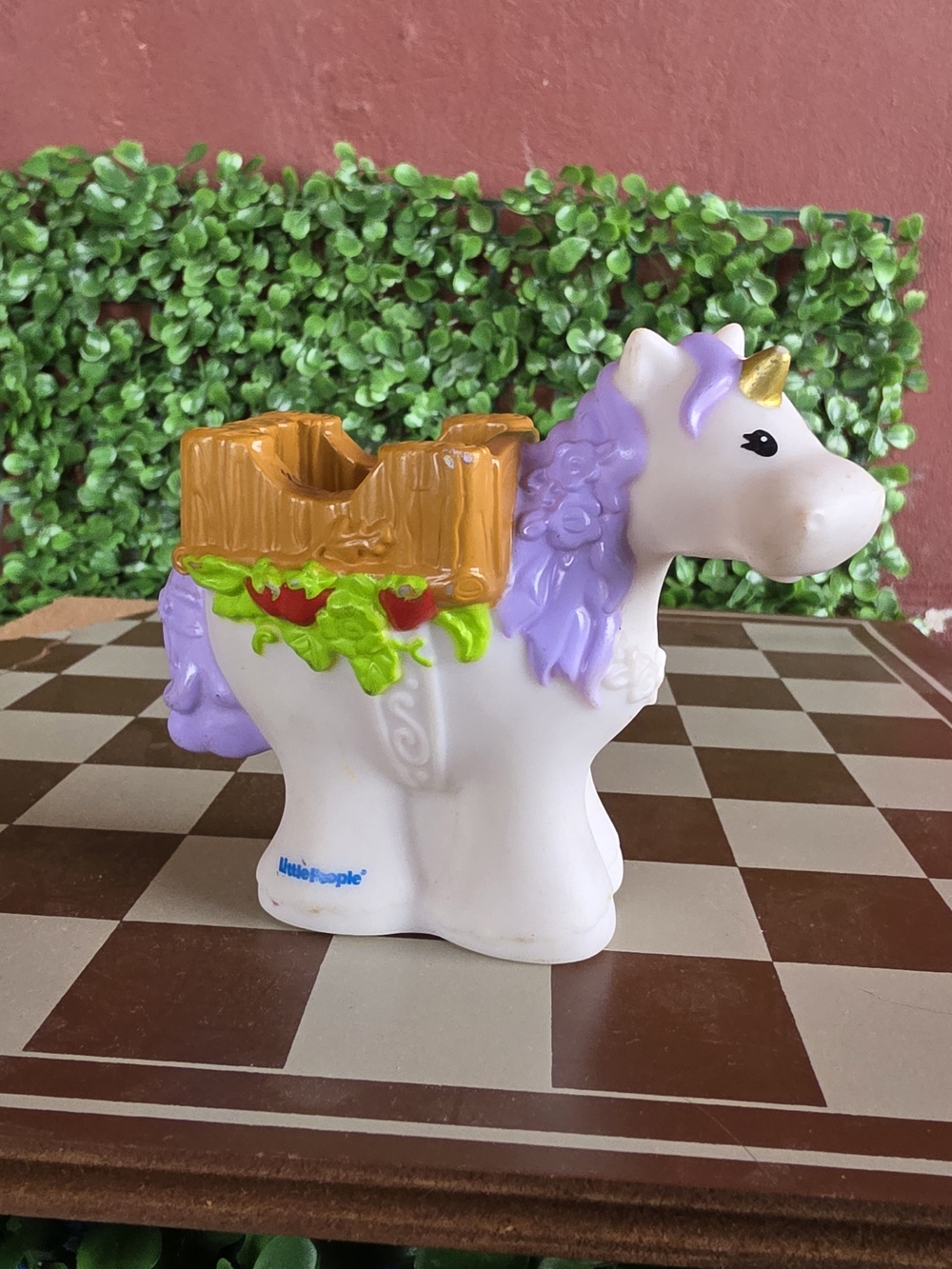 Fisher-Price Little People White Unicorn Carriage Cart Horse (2009 Mattel)